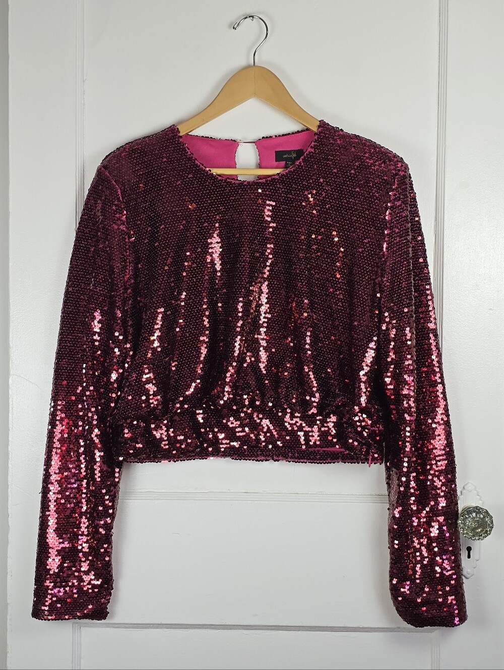 Anthropologie Twelve By Ontwelfth Bright Red Sequin Top L